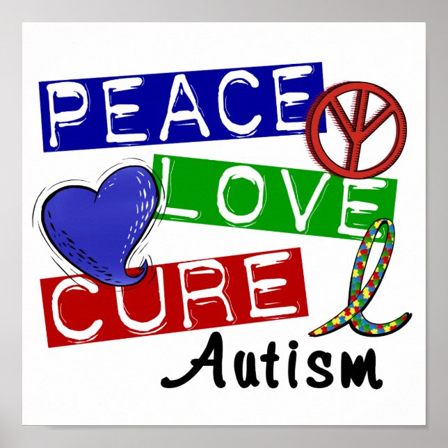 Peace Kärlek Cure Autism Poster (Framsidan)
