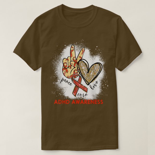 Peace Kärlek Cure Bleached ADHD Awareness 1137 T Shirt (Design framsida)