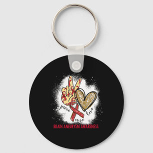 Peace Kärlek Cure Bleached Brain Aneurysm Awarenes Nyckelring