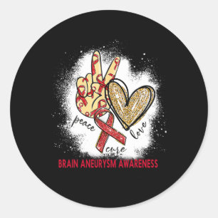 Peace Kärlek Cure Bleached Brain Aneurysm Awarenes Runt Klistermärke