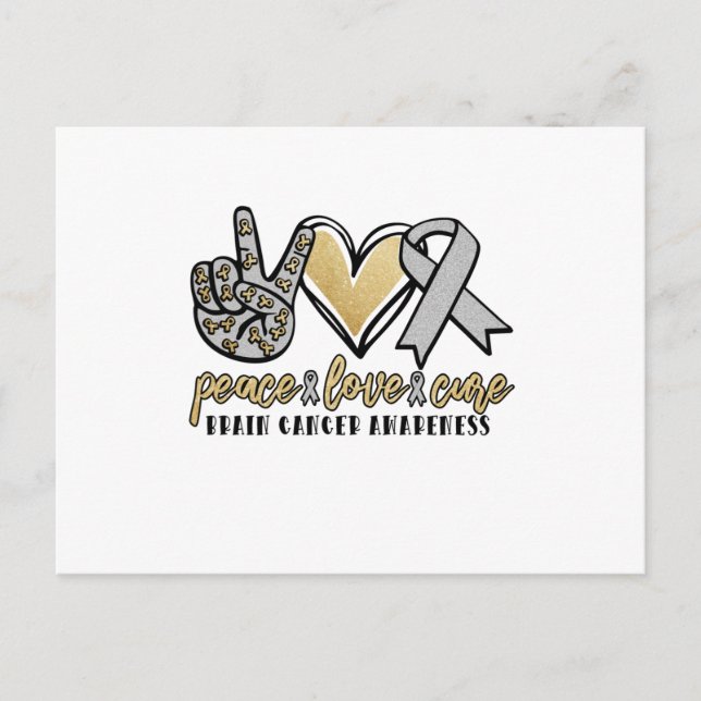 Peace Kärlek Cure Brain Cancer Meddelande Vykort (Framsida)