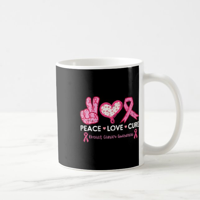 Peace Kärlek Cure Breast Cancer Awareness Fight Su Kaffemugg (Höger)