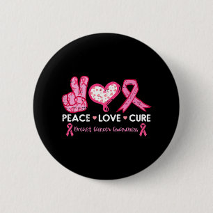 Peace Kärlek Cure Breast Cancer Awareness Fight Su Knapp