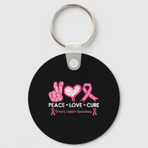 Peace Kärlek Cure Breast Cancer Awareness Fight Su Nyckelring