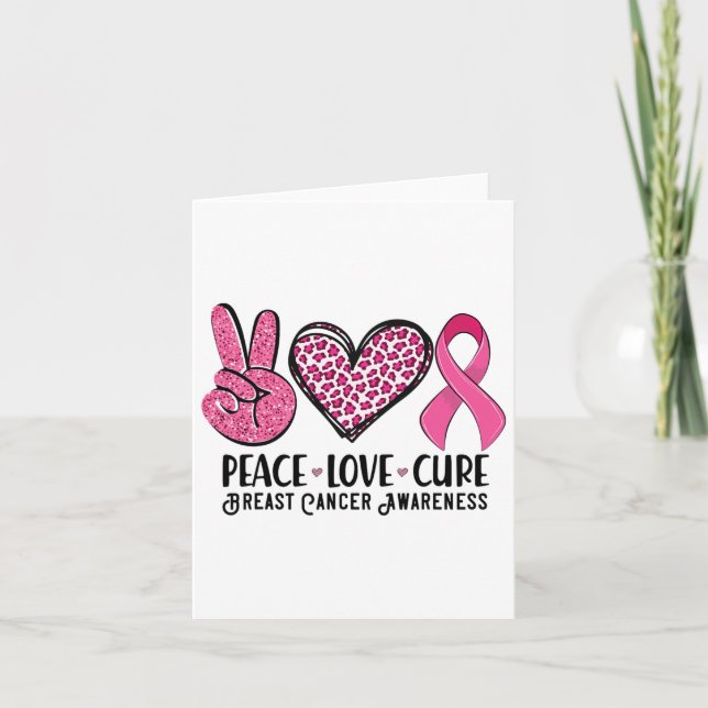 Peace Kärlek Cure Breast Cancer Awareness Warrior  Kort (Framsida)