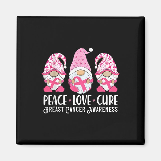 Peace Kärlek Cure Breast Cancer Awareness Warrior  Magnet (Framsidan)