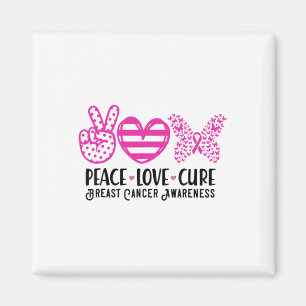 Peace Kärlek Cure Breast Cancer Awareness Warrior  Magnet