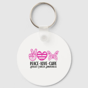 Peace Kärlek Cure Breast Cancer Awareness Warrior Nyckelring