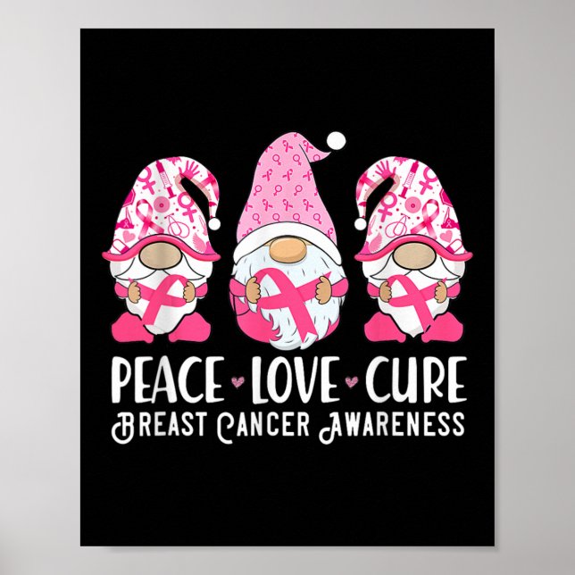 Peace Kärlek Cure Breast Cancer Awareness Warrior  Poster (Framsidan)