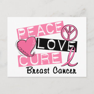 Peace Kärlek Cure Breast Cancer Vykort