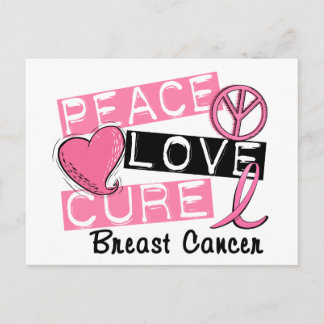 Peace Kärlek Cure Breast Cancer Vykort
