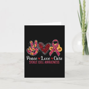 Peace Kärlek Cure Burgundy Ribbon Sickle Cell Awar Kort