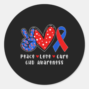 Peace Kärlek Cure Chd Congenital Heart Defect Awar Runt Klistermärke