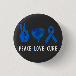 Peace Kärlek Cure , Colon Cancer Awareness T-Shirt Knapp