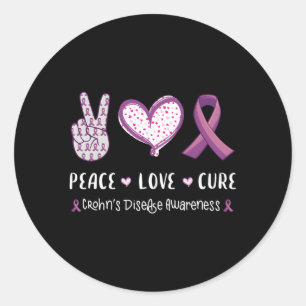 Peace Kärlek Cure Crohns sjukdom Awareness Ibd Runt Klistermärke