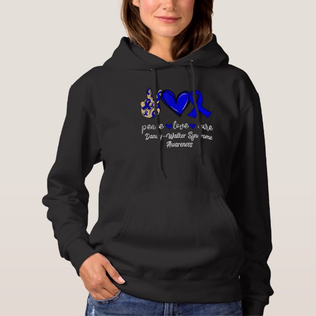 Peace Kärlek Cure Dandy Walker Syndrome Blue Ribbo T Shirt (Framsida)