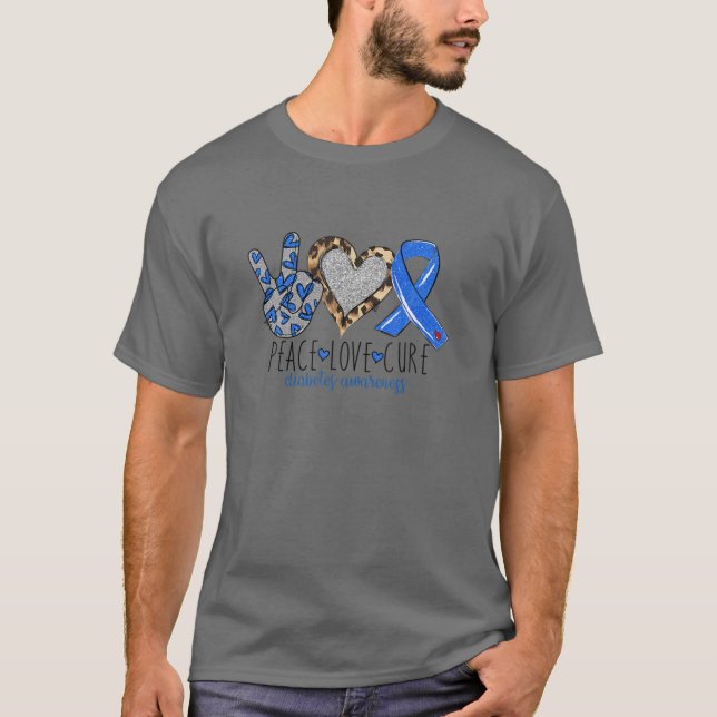 Peace Kärlek Cure Diabetes Awareness Survivor Warr T Shirt (Framsida)