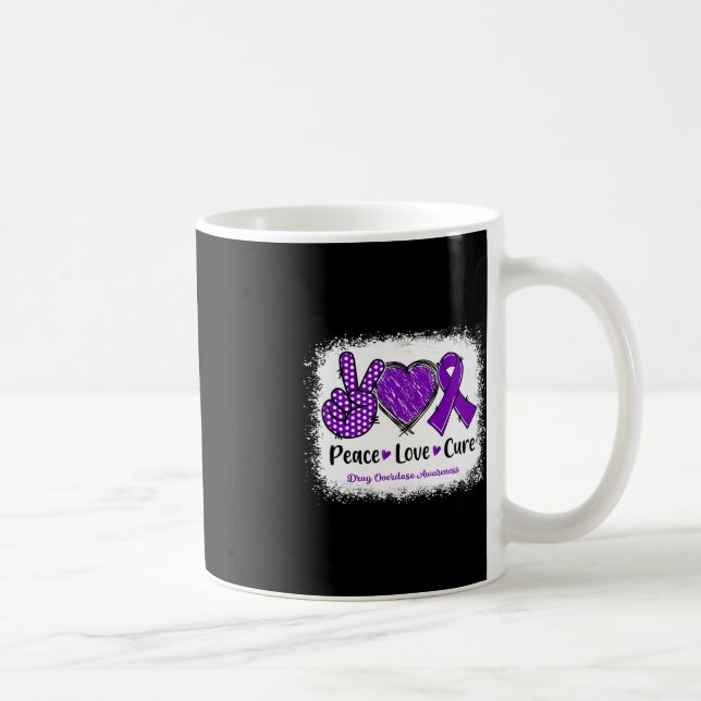 Peace Kärlek Cure Drug Overdose Awareness Lila Rib Kaffemugg (Höger)