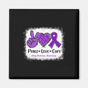 Peace Kärlek Cure Drug Overdose Awareness Lila Rib Magnet