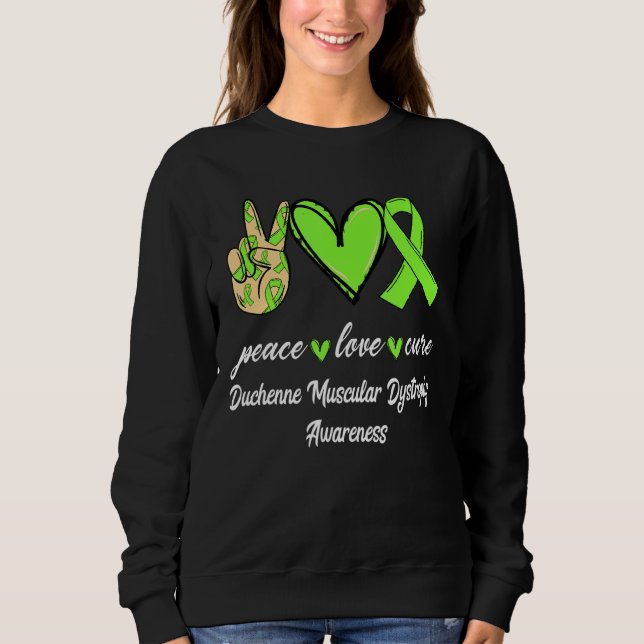 Peace Kärlek Cure Duchenne Muscular Dystrophy Ribb T Shirt (Framsida)