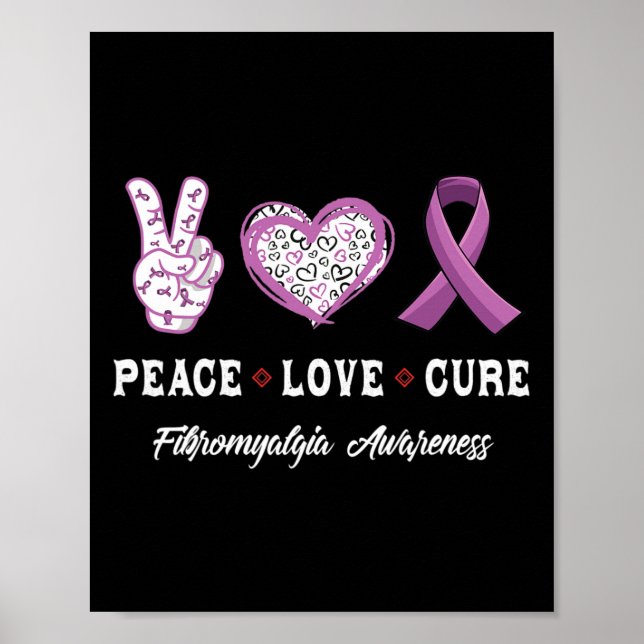 Peace Kärlek Cure Fibromyalgia Awareness Manar Wom Poster (Framsidan)