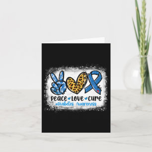 Peace Kärlek Cure Grått Blue Ribbon Diabetes Aware Kort