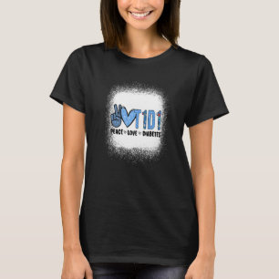 Peace Kärlek Cure Grått Blue Ribbon Diabetes Aware T Shirt