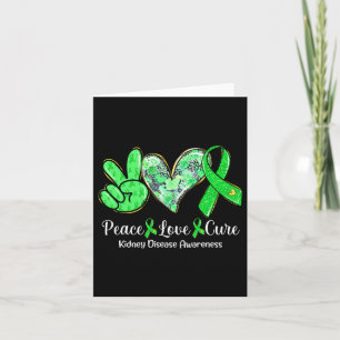 Peace Kärlek Cure Grönt Ribbon Kidney Disease Awar Kort