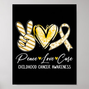 Peace Kärlek Cure Guld Ribbon Childnature Cancer M Poster