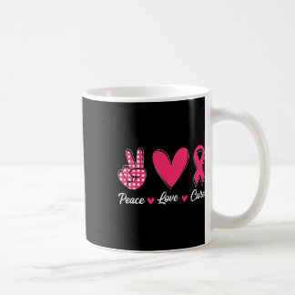 Peace Kärlek Cure Heart Rosa Ribbon Breast Cancer Kaffemugg