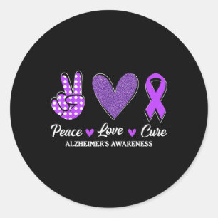 Peace Kärlek Cure Heimers Awareness Runt Klistermärke