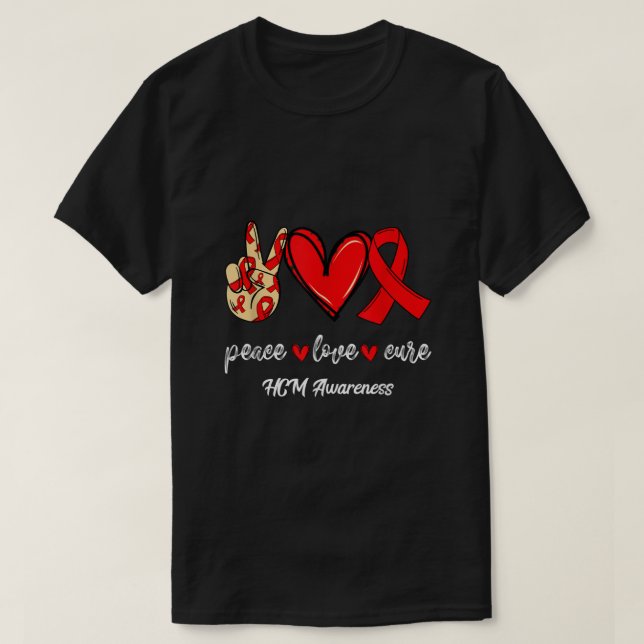 Peace Kärlek Cure Hypertrophic Cardiomyopathy HCM  T Shirt (Design framsida)
