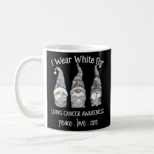 Peace Kärlek Cure I Bära White Gnome Lung Cancer A Kaffemugg