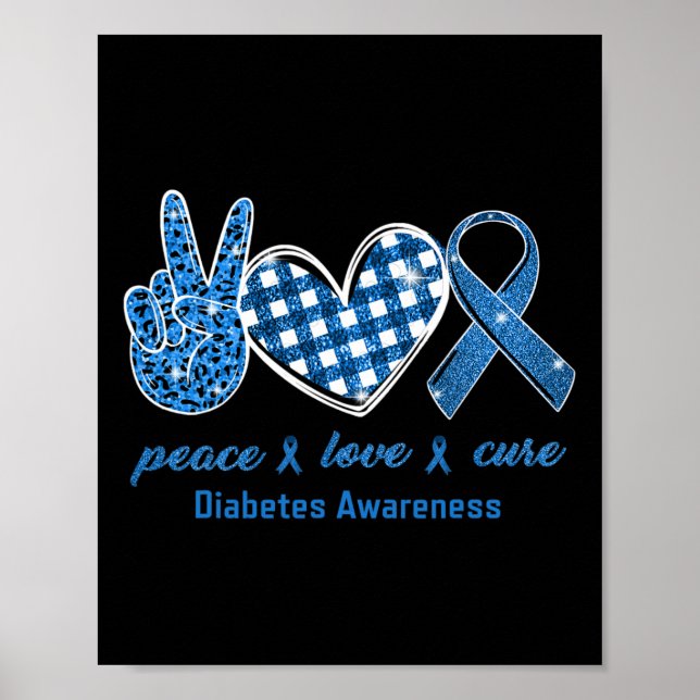 Peace Kärlek Cure Leopard Diabetes Awareness Survi Poster (Framsidan)