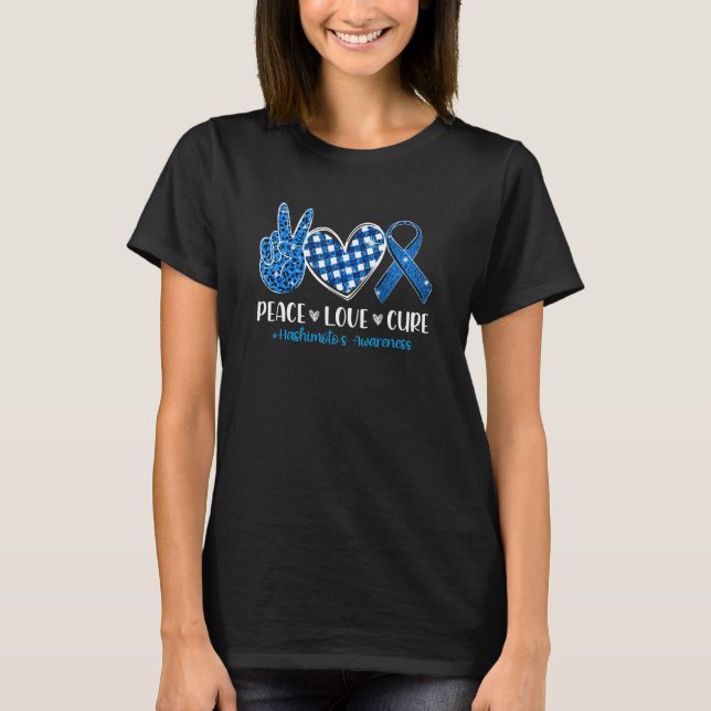 Peace Kärlek Cure Leopard Hashimotos sjukdom Aware T Shirt (Framsida)