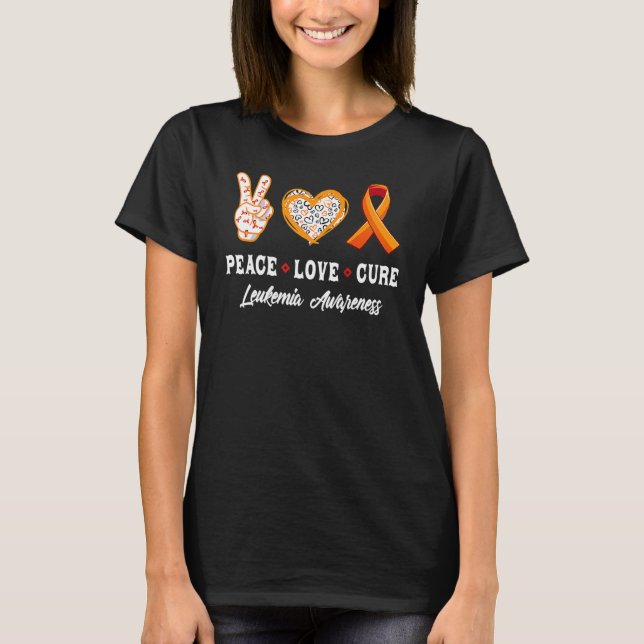 Peace Kärlek Cure Leukemia Awareness Costume T Shirt (Framsida)