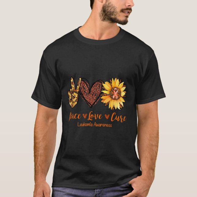 Peace Kärlek Cure Leukemia Awareness Gift T Shirt (Framsida)