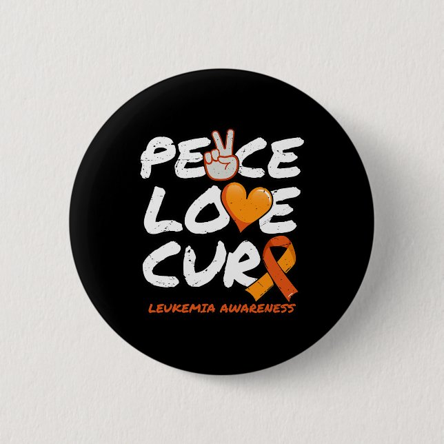 Peace Kärlek Cure - Leukemia Awareness Knapp (Framsida)