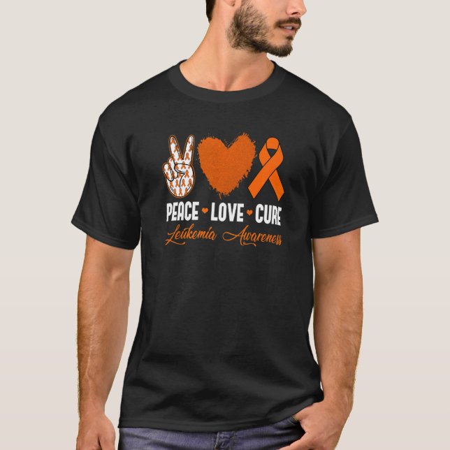 Peace Kärlek Cure Leukemia Awareness Month Warrior T Shirt (Framsida)