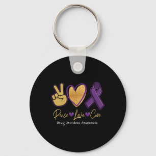 Peace Kärlek Cure Lila Drug Overdose Awareness 1 Nyckelring
