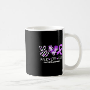 Peace Kärlek Cure Lila Ribbon Overdose Awareness Kaffemugg