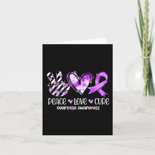 Peace Kärlek Cure Lila Ribbon Overdose Awareness Kort