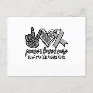 Peace Kärlek Cure Lung Cancer Awareness Inbjudan Vykort