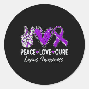Peace Kärlek Cure Lupus Awareness Warrior Lila Rib Runt Klistermärke