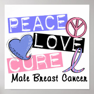 Peace Kärlek Cure Male Breast Cancer Poster
