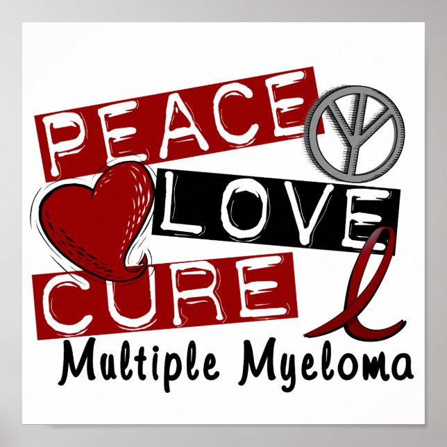 Peace Kärlek Cure Många Myeloma Poster (Framsidan)