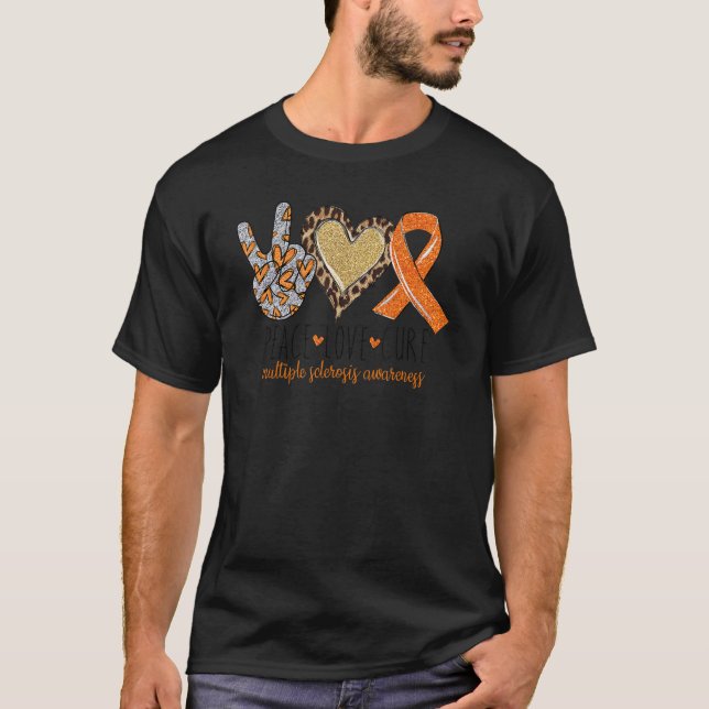 Peace Kärlek Cure Många Sclerosis Awareness Wa T Shirt (Framsida)