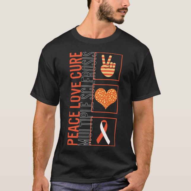Peace Kärlek Cure Många Sclerosis T Shirt (Framsida)