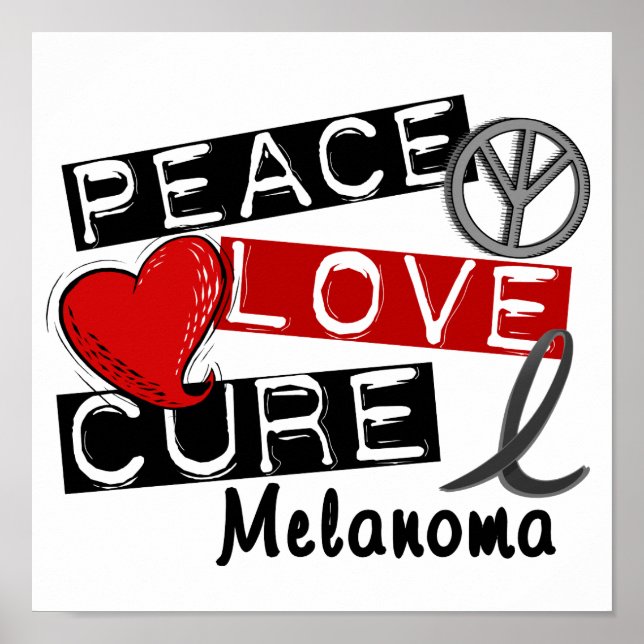 Peace Kärlek Cure Melanoma Poster (Framsidan)