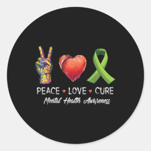 Peace Kärlek Cure Mental Health Awareness Manar Kv Runt Klistermärke